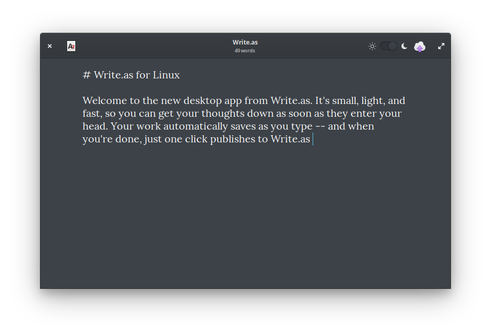 Screenshot of the Write.as app